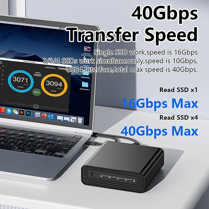 アルミニウム製M2 4ベイUSB4外付けNVME SSDエン - External Ssd のレビューと価格